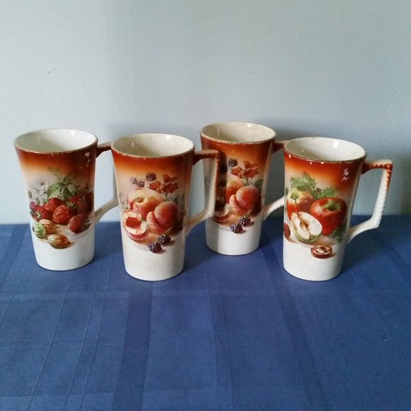 Antique Dresden China Porcelain Mugs Set of 4 Dresden China - Picture 1 of 15